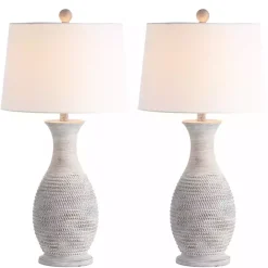 Outlet Kirklands Home Gray Jug Base Table Lamps, Set of 2 White