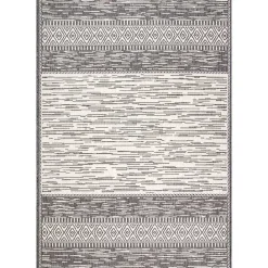 New Kirklands Home Lana Stripe Outdoor Rug, 7x10 Gray