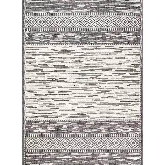 New Kirklands Home Lana Stripe Outdoor Rug, 7x10 Gray