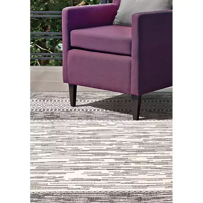 New Kirklands Home Lana Stripe Outdoor Rug, 7x10 Gray