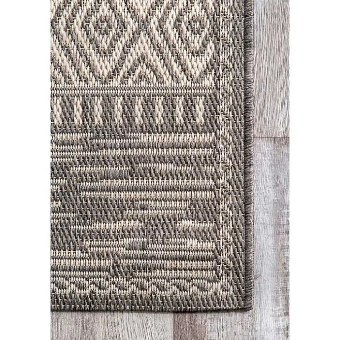 New Kirklands Home Lana Stripe Outdoor Rug, 7x10 Gray