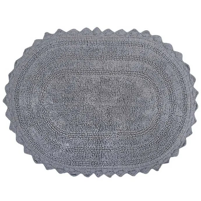 Hot Kirklands Home Large Crochet Oval Bath Mat Gray
