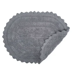 Hot Kirklands Home Large Crochet Oval Bath Mat Gray