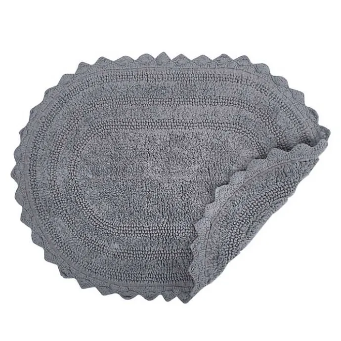 Hot Kirklands Home Large Crochet Oval Bath Mat Gray