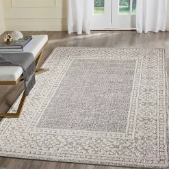 Discount Kirklands Home Leopard Border Outdoor Area Rug, 5x7 Gray