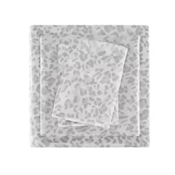 Online Kirklands Home Gray Leopard Print Satin 4-pc. King Sheet Set