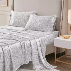 New Kirklands Home Gray Leopard Print Satin 3-pc. Twin Sheet Set