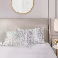 Discount Kirklands Home Gray Leopard Satin Standard 2-pc. Pillow Case Set