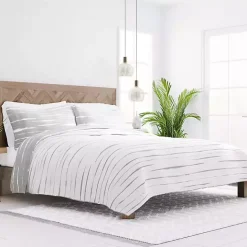 Best Kirklands Home Gray Linear Reversible 3-pc. Queen Quilt Set