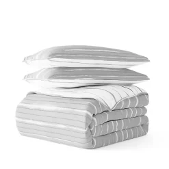 New Kirklands Home Gray Linear Reversible 3-pc. King Quilt Set