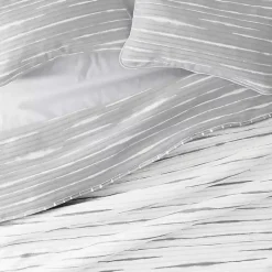 New Kirklands Home Gray Linear Reversible 3-pc. King Quilt Set