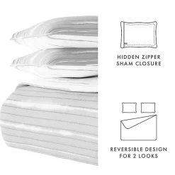 New Kirklands Home Gray Linear Reversible 3-pc. King Quilt Set