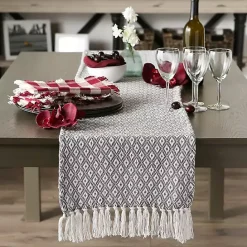 Best Kirklands Home Mini Diamond Fringe End Table Runner, 108 in. Gray