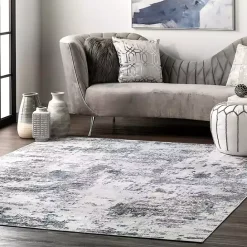 Clearance Kirklands Home Gray Modern Abstract Washable Area Rug, 3x5