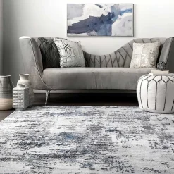 Kirklands Home Gray Modern Abstract Washable Area Rug, 5x8