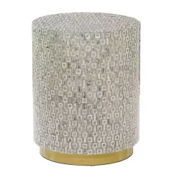 New Kirklands Home Mother Of Pearl Sells Wood Base Accent Table Gray