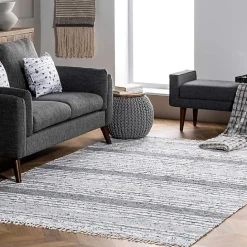 Online Kirklands Home Gray Mottled Stripe Tassel Area Rug, 8x10