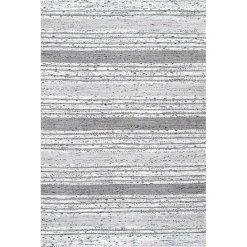 New Kirklands Home Gray Mottled Stripe Tassel Area Rug, 9x12
