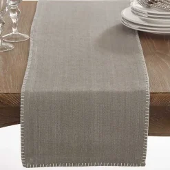 Best Kirklands Home Overcast Stitch Cotton Table Runner Gray