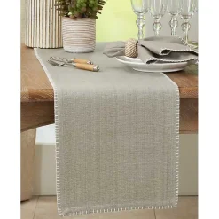 Best Kirklands Home Overcast Stitch Cotton Table Runner Gray