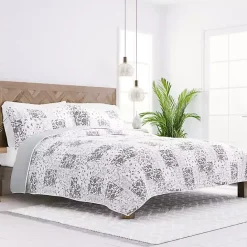 Sale Kirklands Home Gray Patchwork Reversible 3-pc. Queen Quilt Set