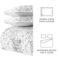 Sale Kirklands Home Gray Patchwork Reversible 3-pc. Queen Quilt Set