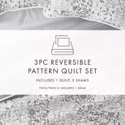 Sale Kirklands Home Gray Patchwork Reversible 3-pc. Queen Quilt Set