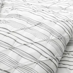 New Kirklands Home Gray Pintuck Stripe Full/Queen 5-pc. Comforter Set