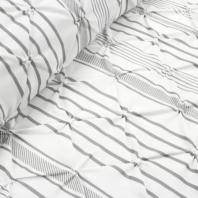 Outlet Kirklands Home Gray Pintuck Stripe King 5-pc. Comforter Set