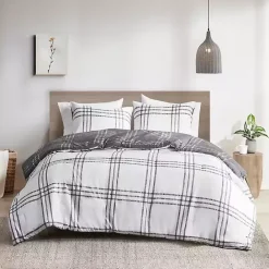 Outlet Kirklands Home Gray Plaid Dayton 3-pc. Full/Queen Comforter Set