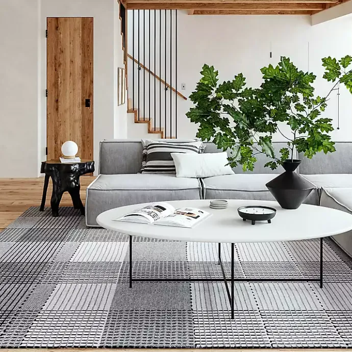 Outlet Kirklands Home Plaid Emily Henderson x RugsUSA Area Rug, 3x5 Gray