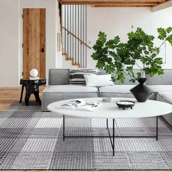 New Kirklands Home Plaid Emily Henderson x RugsUSA Area Rug, 5x8 Gray