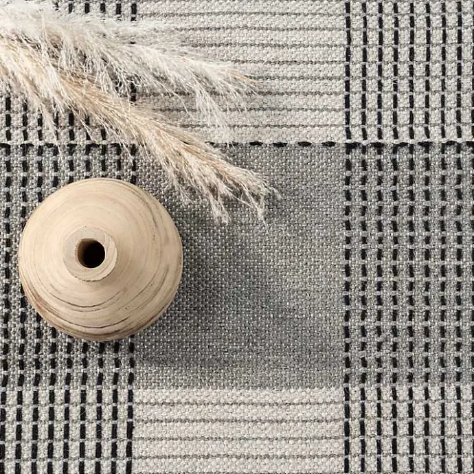 New Kirklands Home Plaid Emily Henderson x RugsUSA Area Rug, 5x8 Gray