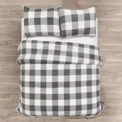 Best Kirklands Home Gray Plaid Faux Fur 3-pc. King Comforter Set