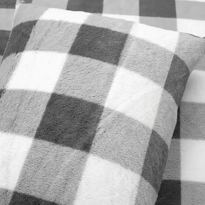 Best Kirklands Home Gray Plaid Faux Fur 3-pc. King Comforter Set
