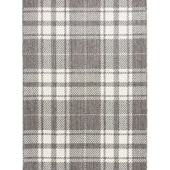 Kirklands Home Priya Plaid Indoor/Outdoor Area Rug, 7x9 Gray