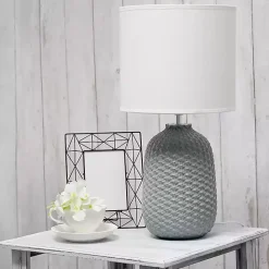 Hot Kirklands Home Purled Ceramic Table Lamp Gray