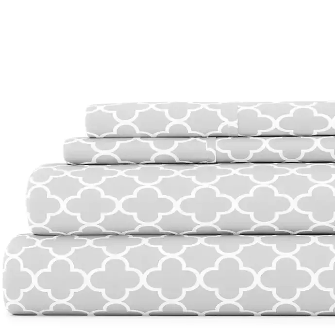 Clearance Kirklands Home Quatrefoil 4-pc. Full Sheet Set Gray