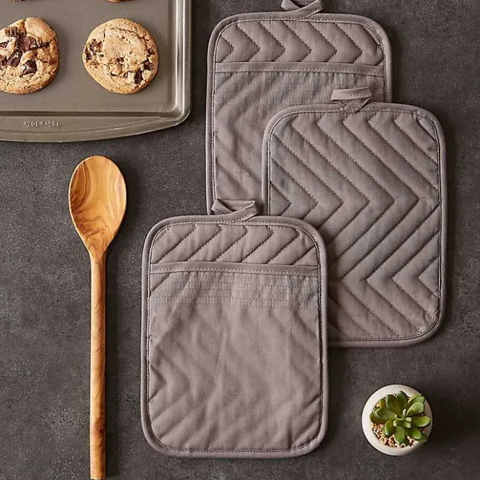 Best Kirklands Home Quilted 3-pc. Potholder Set Gray