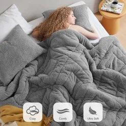 Online Kirklands Home Quilted Teddy 2-pc. Twin Comforter Set Gray