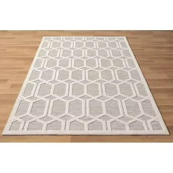 Best Kirklands Home Gray Raised Honeycomb Indoor/Outdoor Area Rug, 7x9