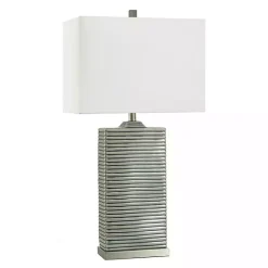 Hot Kirklands Home Ribbed Ceramic Rectangular Table Lamp Gray