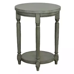 Online Kirklands Home Round Charging Accent Table Gray