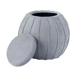 Clearance Kirklands Home Rounded Oval Storage Ottoman Gray