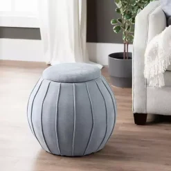 Clearance Kirklands Home Rounded Oval Storage Ottoman Gray