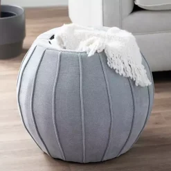 Clearance Kirklands Home Rounded Oval Storage Ottoman Gray