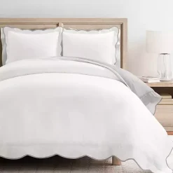 Discount Kirklands Home Gray Scallop Edge 3-pc. King Duvet Cover Set