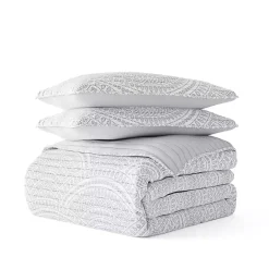 Outlet Kirklands Home Gray Scalloped Reversible 3-pc. Queen Quilt Set