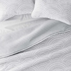 Outlet Kirklands Home Gray Scalloped Reversible 3-pc. Queen Quilt Set
