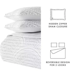 Outlet Kirklands Home Gray Scalloped Reversible 3-pc. Queen Quilt Set